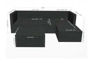 Nuevo sofa chaise lounge para jardin con ottoman.