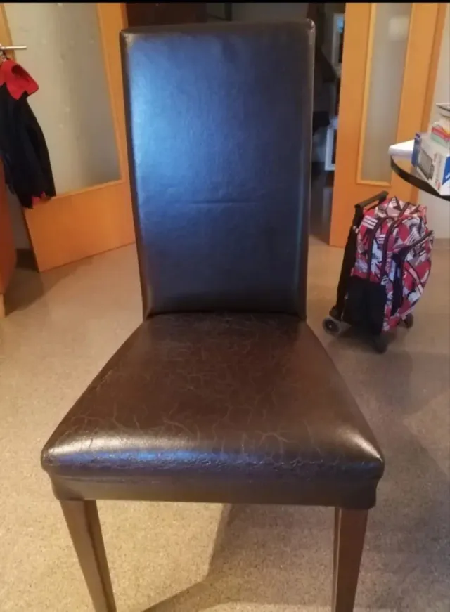 4 sedie in pelle marrone