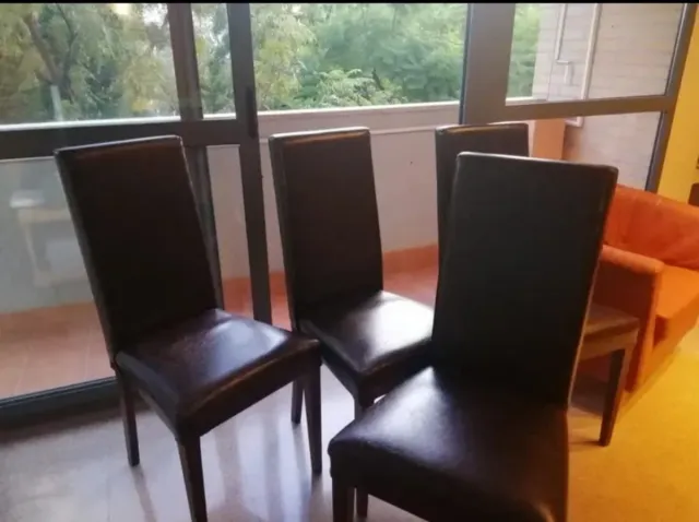 4 sedie in pelle marrone