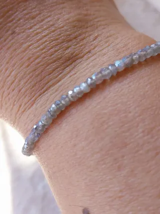 Pulsera de acero con labradorita