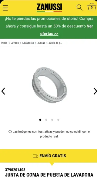 Junta goma puerta lavadora