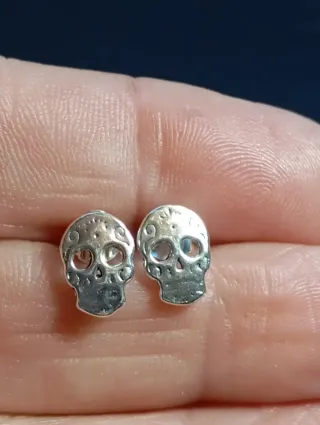 Pendientes Plata Ley Calavera