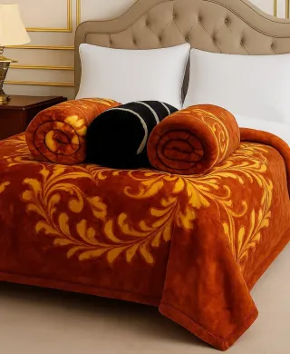 Coperta Spagnola Stampata Arancione e Oro