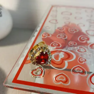 Anillo Cobre Corazón Rojo Ajustable