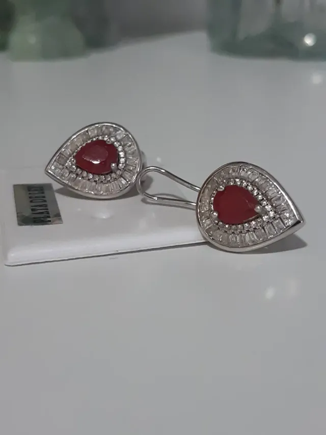 Pendientes Plata con rubies
