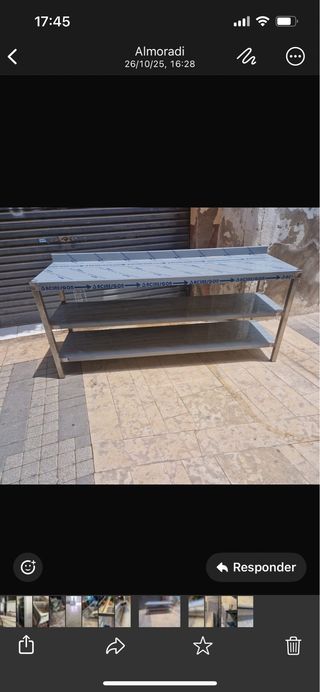 Mesa de acero inoxidable con 2 estantes