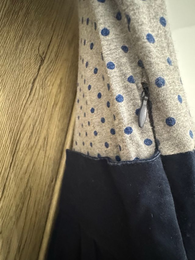 Vestido gris lunares azul manga larga