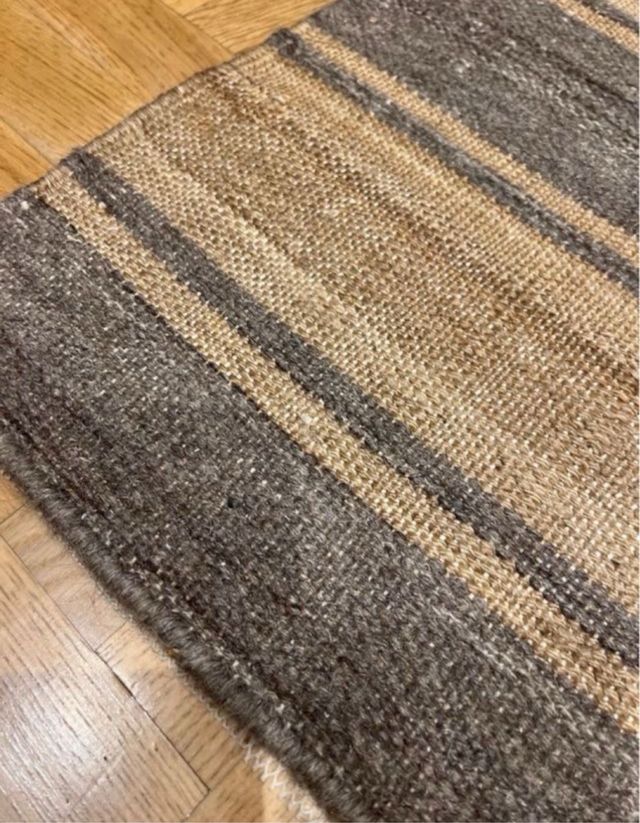 Alfombra de Yute Rayas Beige y Gris