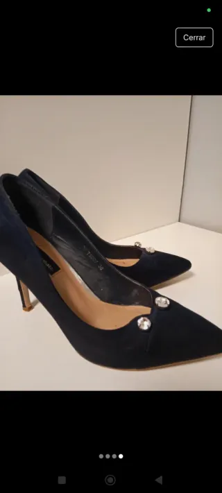 Zapatos de tacón azul mujer talla 38