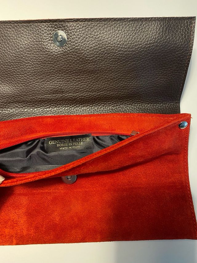 Bolso de mano piel rojo Made in Italy