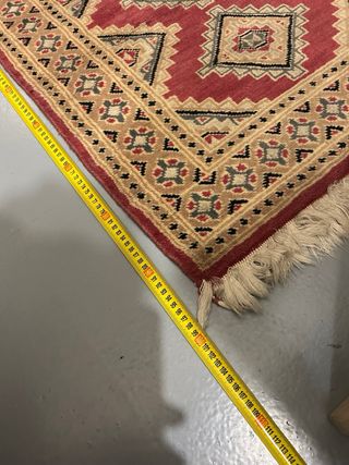 Alfombra de Hilo Beige y Roja