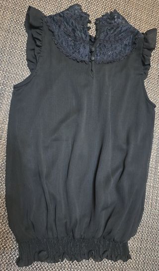 Blusa sin mangas negra talla S, marca Blanco