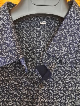 Camicia uomo senza marca,  fantasia blu/grigio