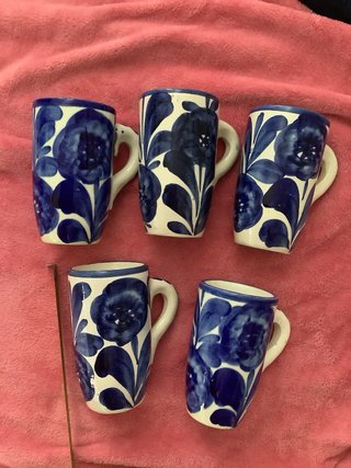 Tazas de cerámica azul y blanco 12x7’5cm