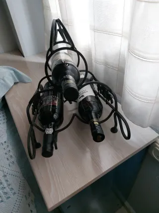 Botellero Metal Negro 3 Botellas