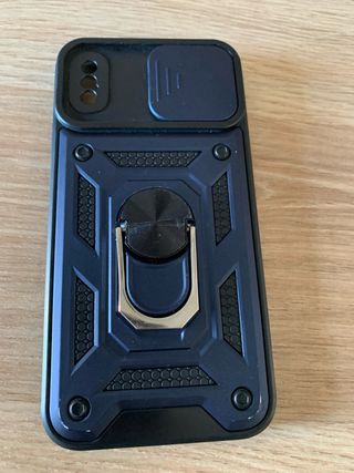 Custodia per iPhone XS con cover per fotocamera e anello