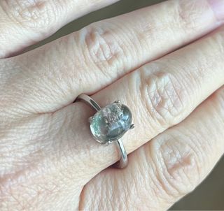 Anillo Cuarzo Jardín Verde Ovalado