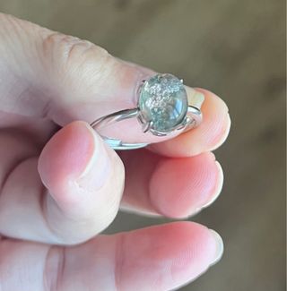 Anillo Cuarzo Jardín Verde Ovalado