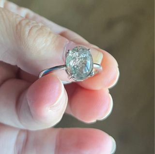 Anillo Cuarzo Jardín Verde Ovalado