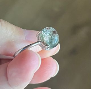 Anillo Cuarzo Jardín Verde Ovalado