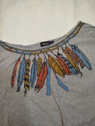 Camiseta Blanco Talla S con flecos