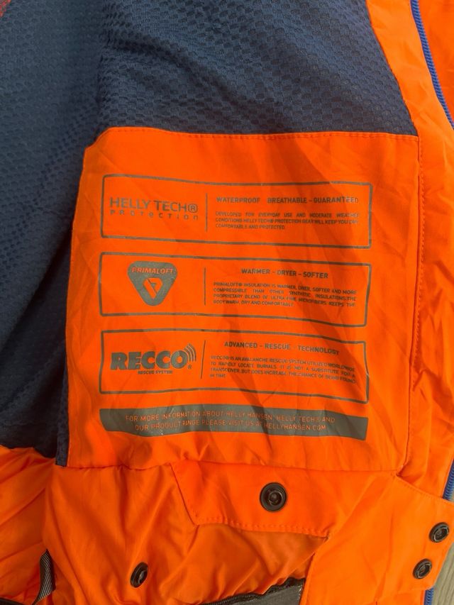 Chaqueta Helly Hansen S Naranja RECCO H2Flow