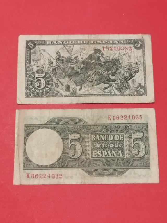Lote 2 Billetes 5 Pesetas Banco de España