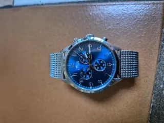 Reloj Lotus Hombre Esfera Azul Malla Plateada 