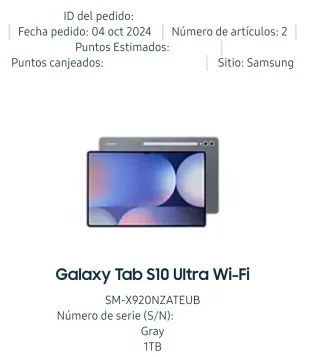 Samsung Galaxy Tab S10 Ultra Wi-Fi 1TB 16GB Gris