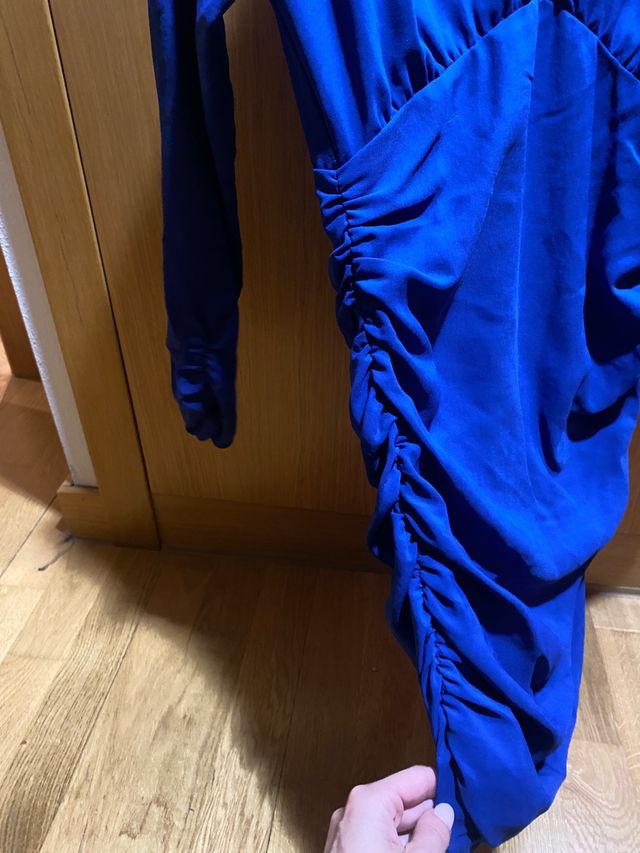 Vestido azul Zara fruncido