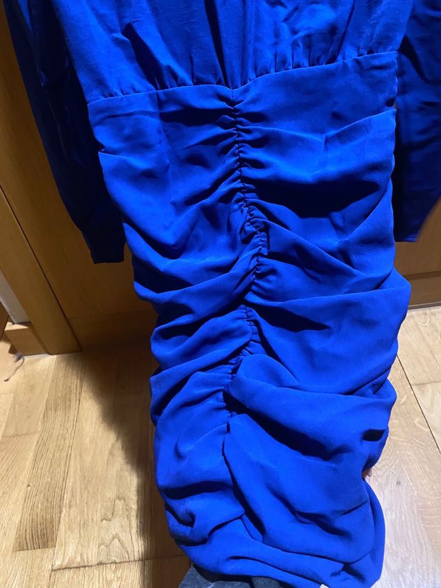 Vestido azul Zara fruncido
