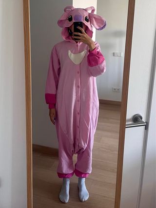 Mono pijama Angel Stitch rosa unisex forro polar
