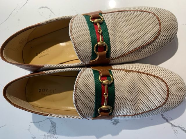 Mocassini Gucci Beige con fascia Web