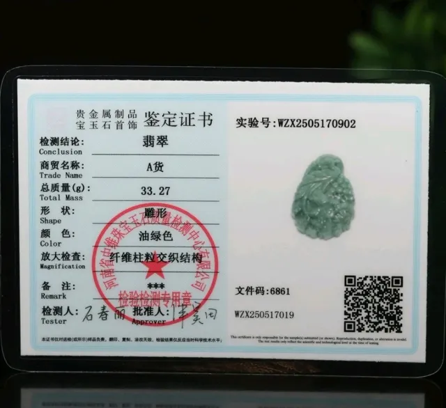 Ciondolo Giada Burma Grado A, certificato