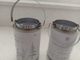 Funzionanti con pile 2 Lanterne Natale Bianche A