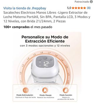 Sacaleches Eléctrico Manos Libres Jheppbay