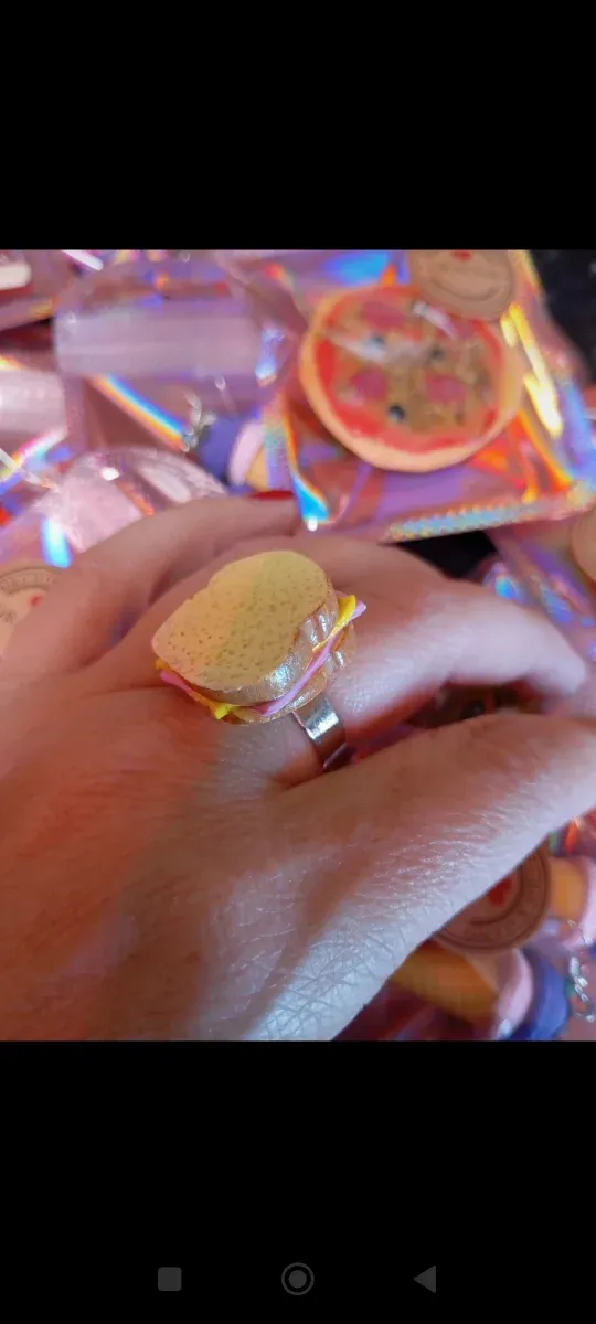 Anillo ajustable sándwich kawaii
