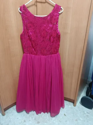 Vestido fiesta rosa fucsia lentejuelas