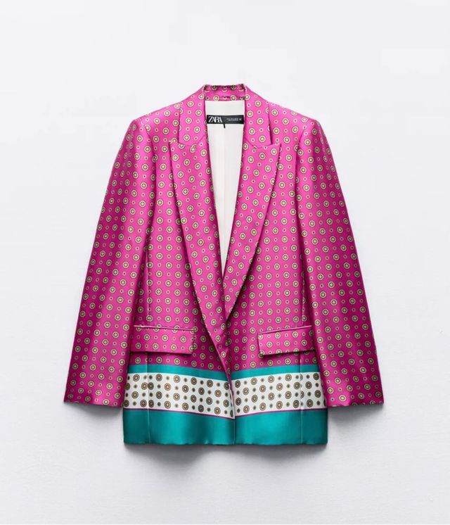 Blazer Zara efecto raso estampado Talla S
