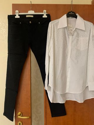 Camicia strass bianca e pantalone nero