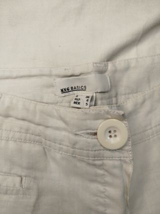 Pantalón lino blanco Mango Talla 38