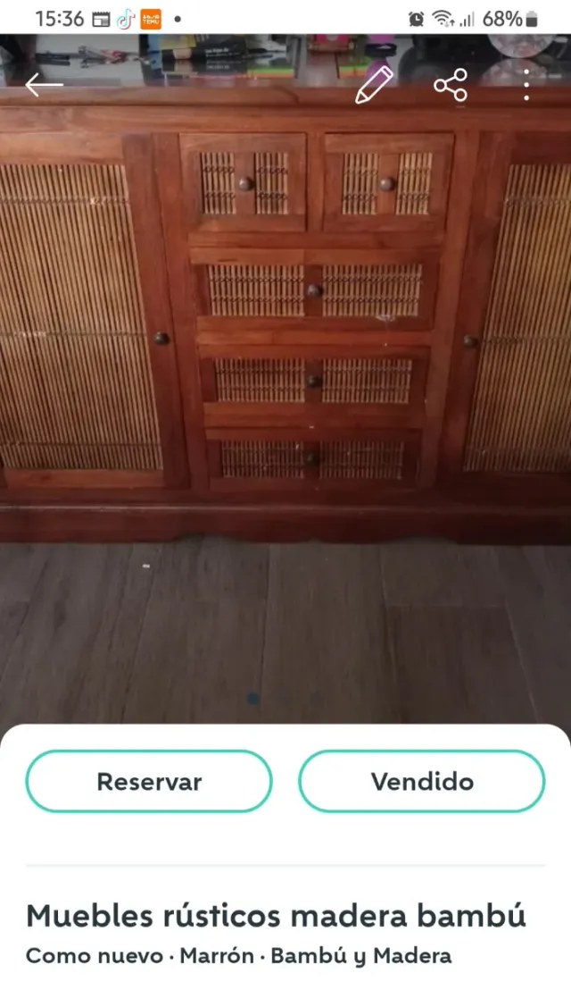 Conjunto de muebles de madera y bambu+una librería