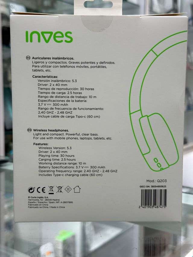 Cuffie senza fili Bluetooth Inves Blu marino