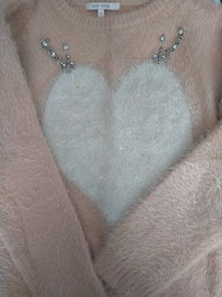 Jersey  Corazón blancomde cuello redondo