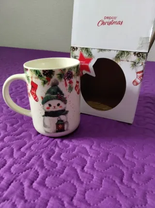 Taza Navidad Pepco Muñeco Nieve Cerámica