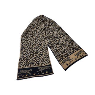 Vintage/ Bufanda beige marrón motivo leopardo