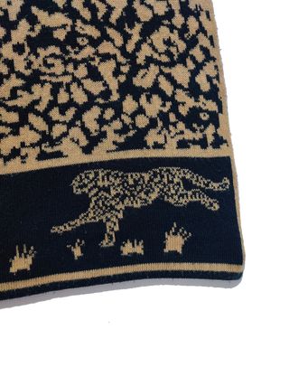 Vintage/ Bufanda beige marrón motivo leopardo