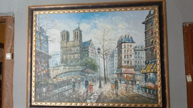 Cuadro al óleo paisaje urbano