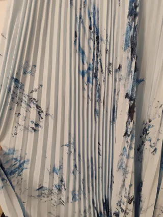 Vestido largo plisado floral azul Fehaute