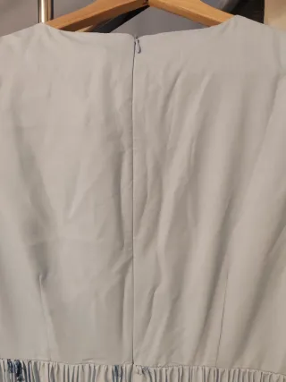 Vestido largo plisado floral azul Fehaute